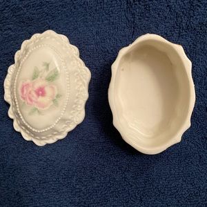 Hand Painted Oval Porcelain Trinket Box
